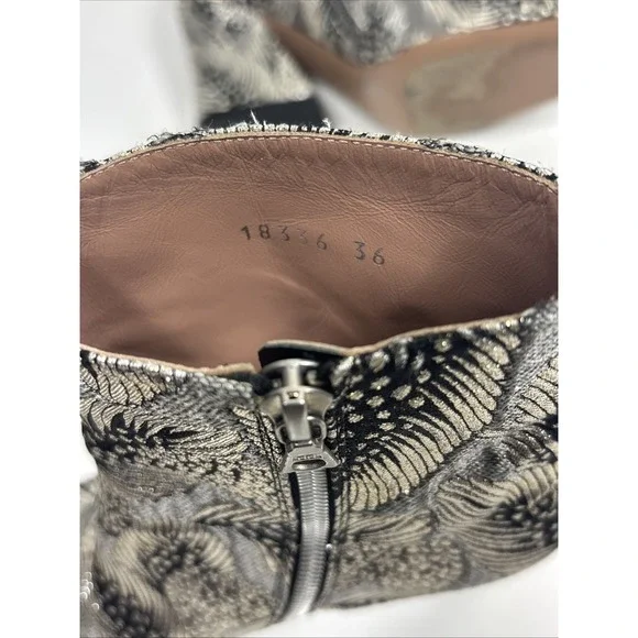 Dries Van Noten Brocade Cap-Toe 80mm Bootie silver‎ and black brocade pattern 36 - Picture 7 of 8